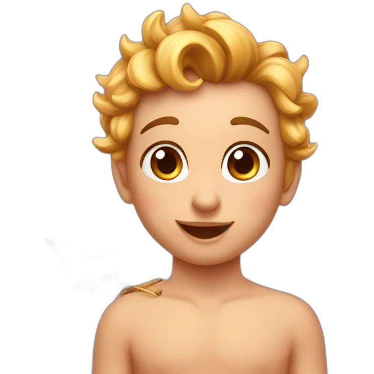Cupido y su flecha de amor morocho con pelo largo  emoji