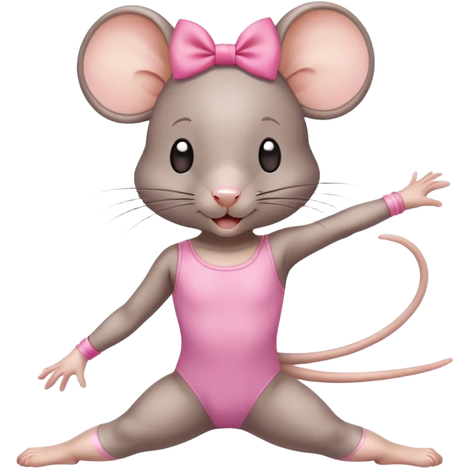 rat with a pink bow wearing a gymnastics leotard emoji