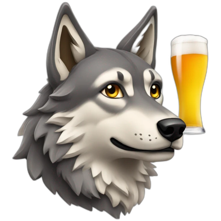 loup buvant une bière emoji