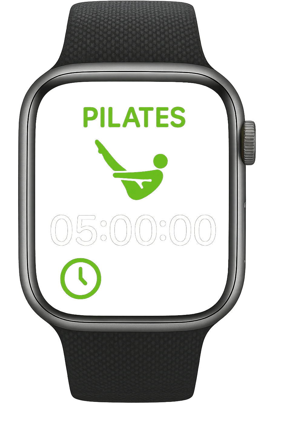 smartwatch con modalità attiva di pilates che segna 5 ore di pilates, REALISTICA 4K emoji