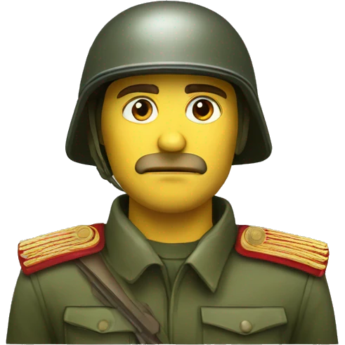 ussr soldier serious with military helmet emoji