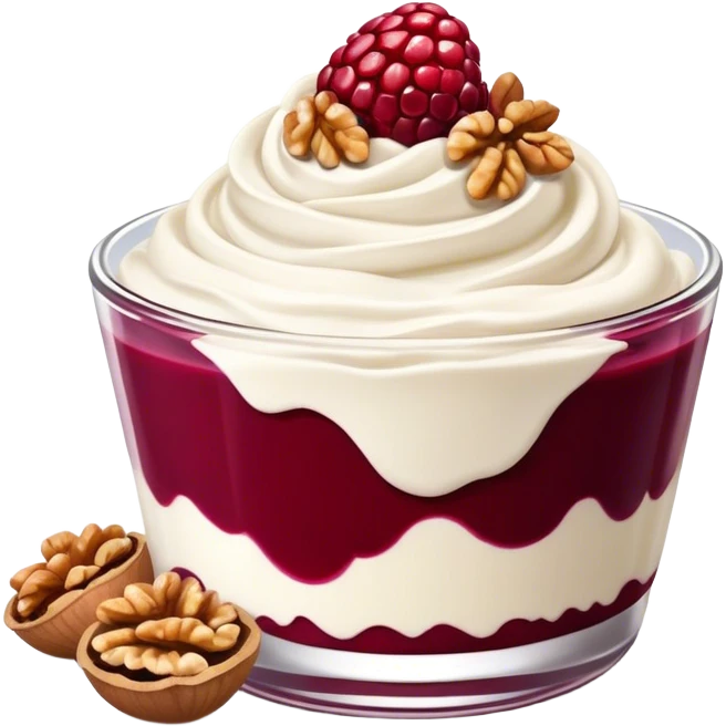 Skyr with berry sauce and peeled walnuts emoji