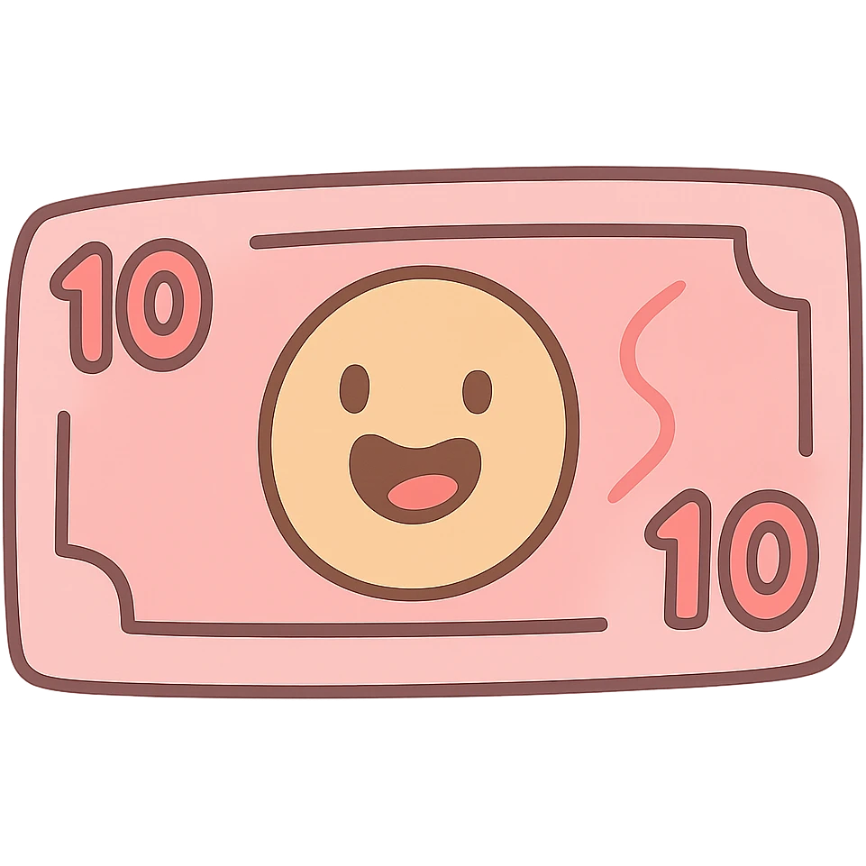 pastel toon style pink cash emoji