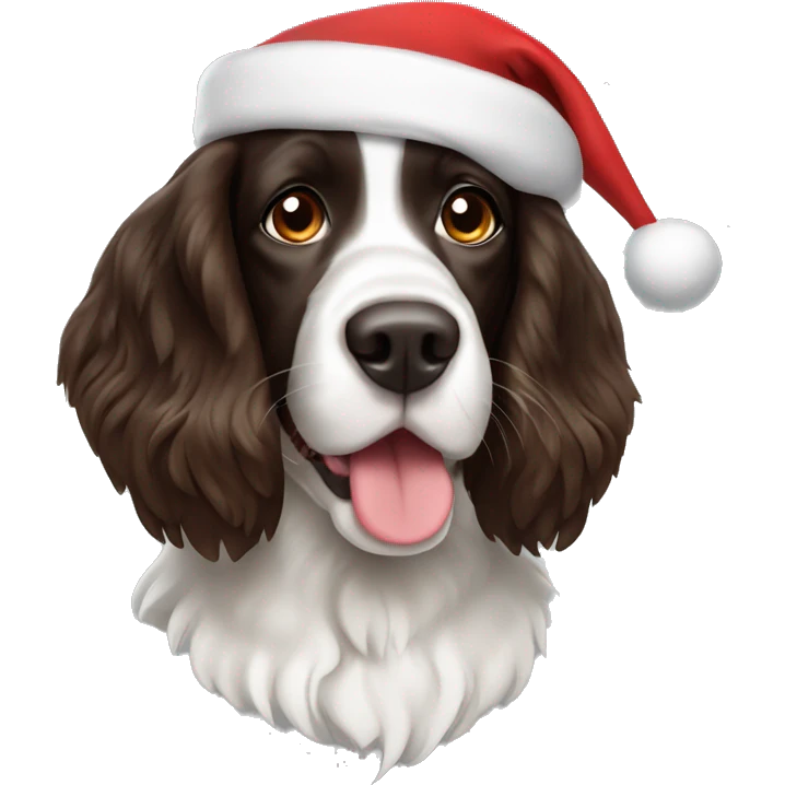 Springer spaniel with Santa hat emoji