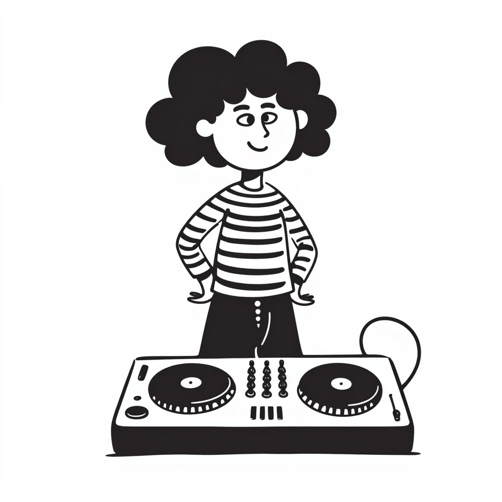 girl playing DJ set emoji