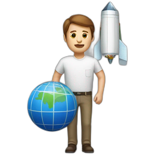 Tall white man with brown hair carrying a small cube satellite emoji