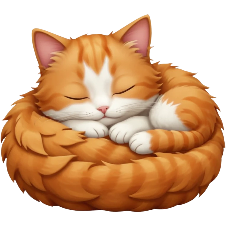 ginger and white small cat sleeping in funny position emoji