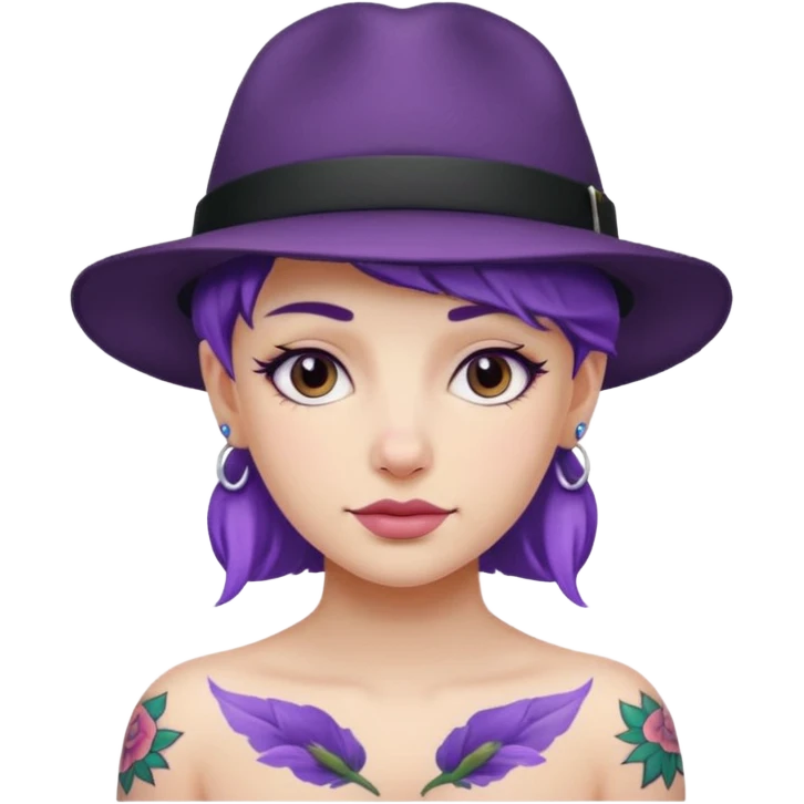 hat and purple tattoo emoji