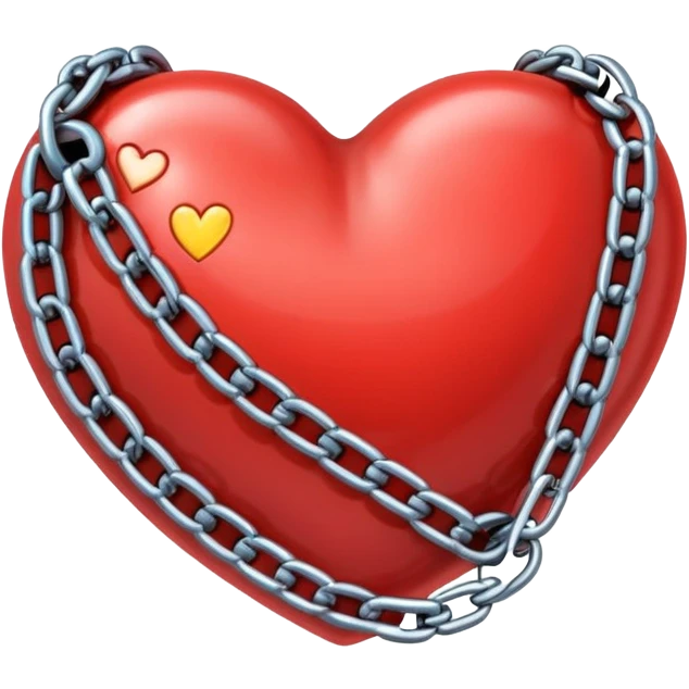 cartoon heart wrapped in chains with letters IC on it emoji