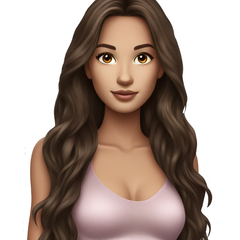 Realistic victoria secret model brunette long hair light brown eyes  emoji