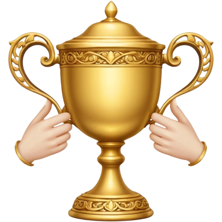 four hands hold a golden cup emoji