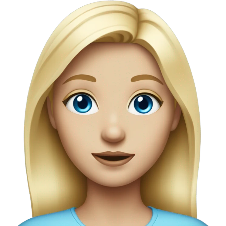 blonde girl close-up portrait with blue eyes emoji