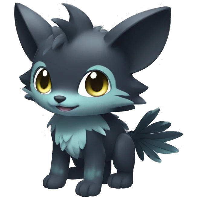 Cute cool shiny fantasy dark-shadow-themed animal hybrid Fakemon full body emoji