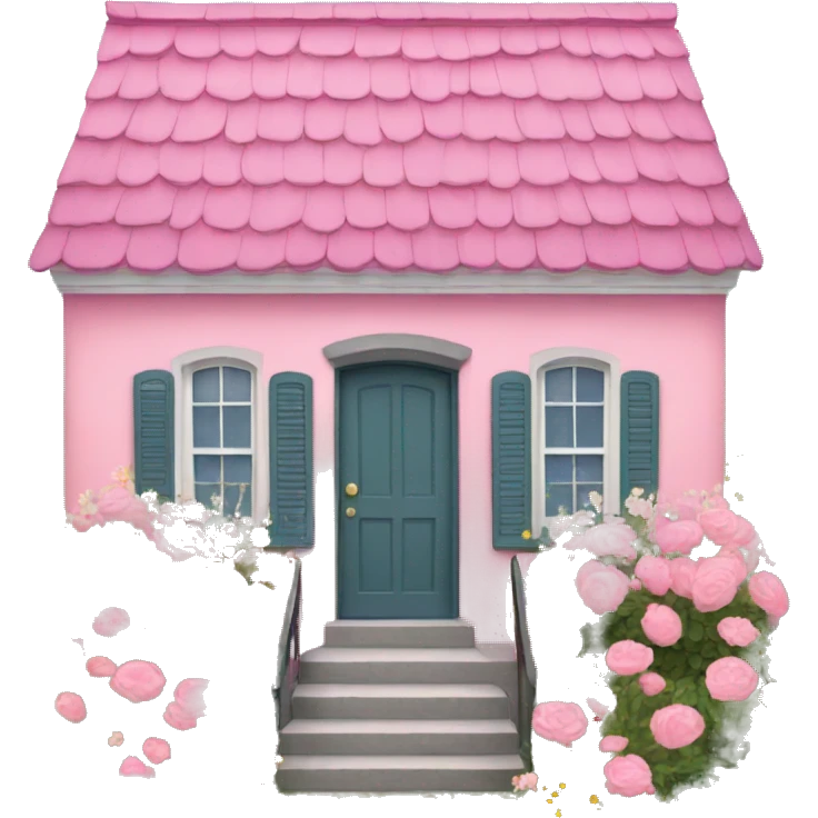 Pink house with flowers  emoji