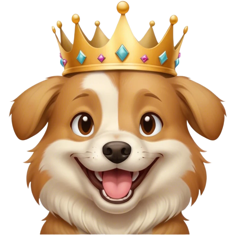Dog laughing really hard with a crown emoji