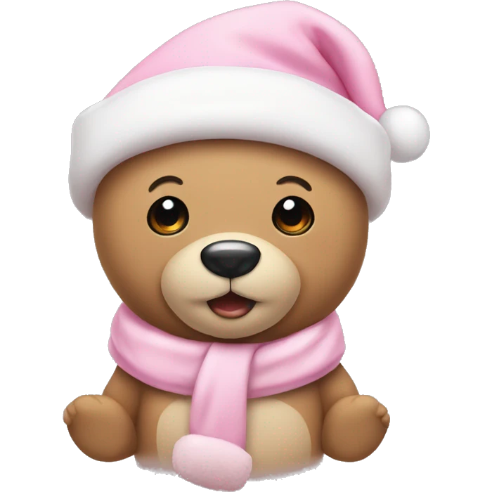 teddy bear in a light pink santa hat  emoji