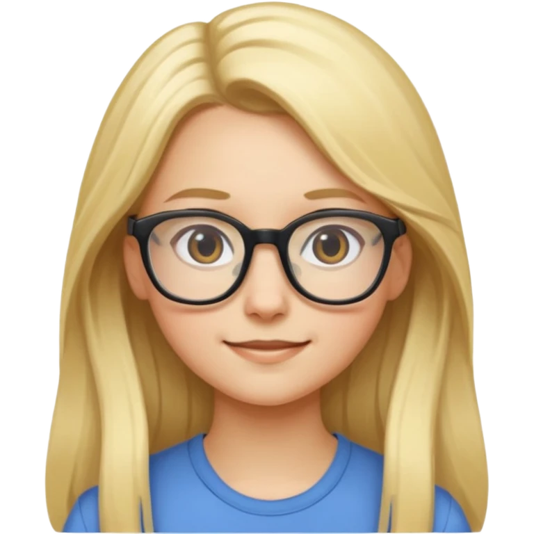 Nerdy girl with glasses, long blond hair emoji