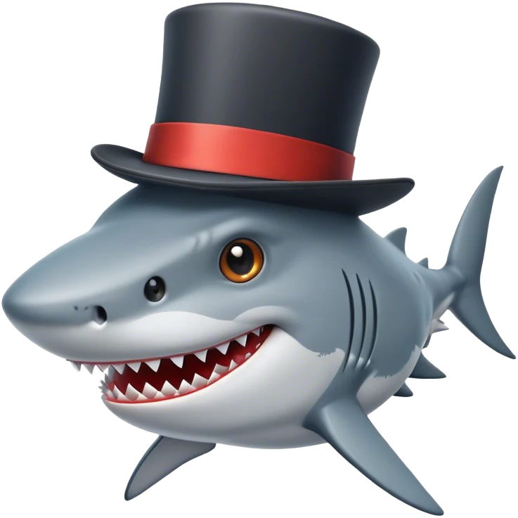 Shark with a top hat emoji