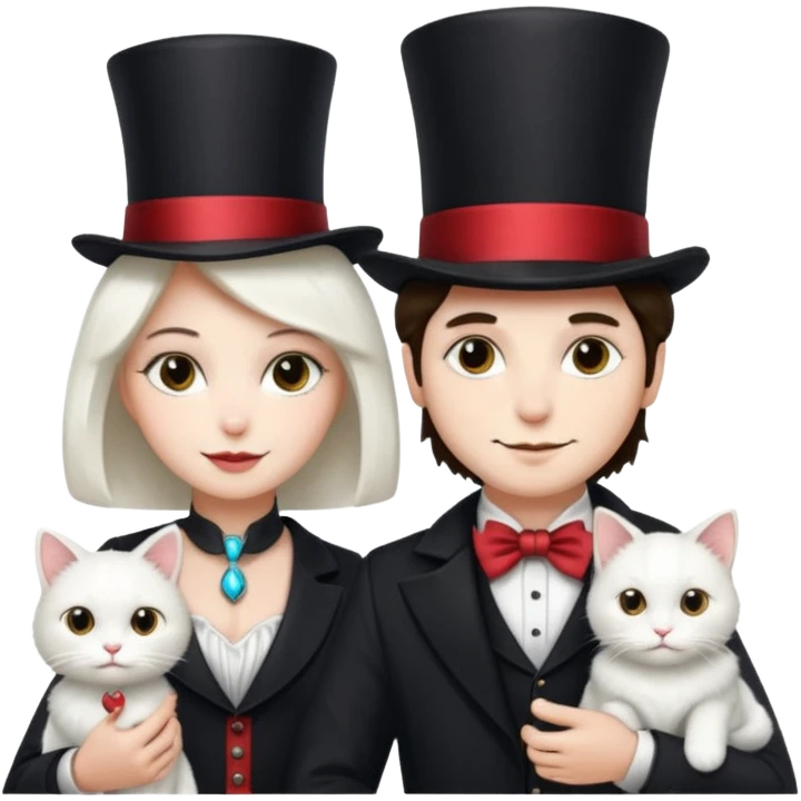magician couple and their pet cat emoji