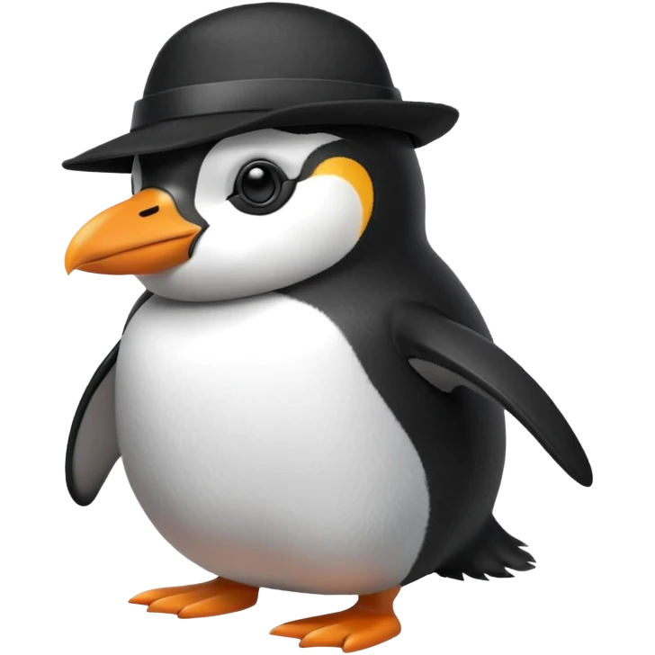 A penguin wearing a hat emoji