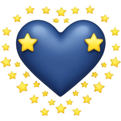 Dark blue heart with light yellow stars around  emoji