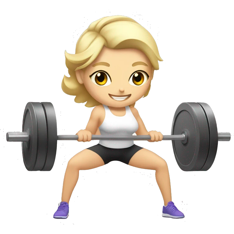 3 white girls lifting a barbell doing Olympic weightlifting emoji