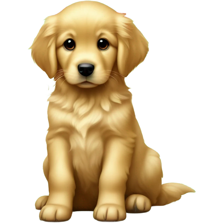 Golden retriever pup with a strawberry emoji