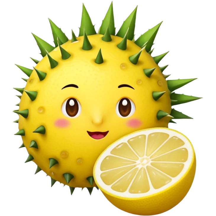 The cartoon Rosa roxburghii fruit then drinks lemon juice. emoji