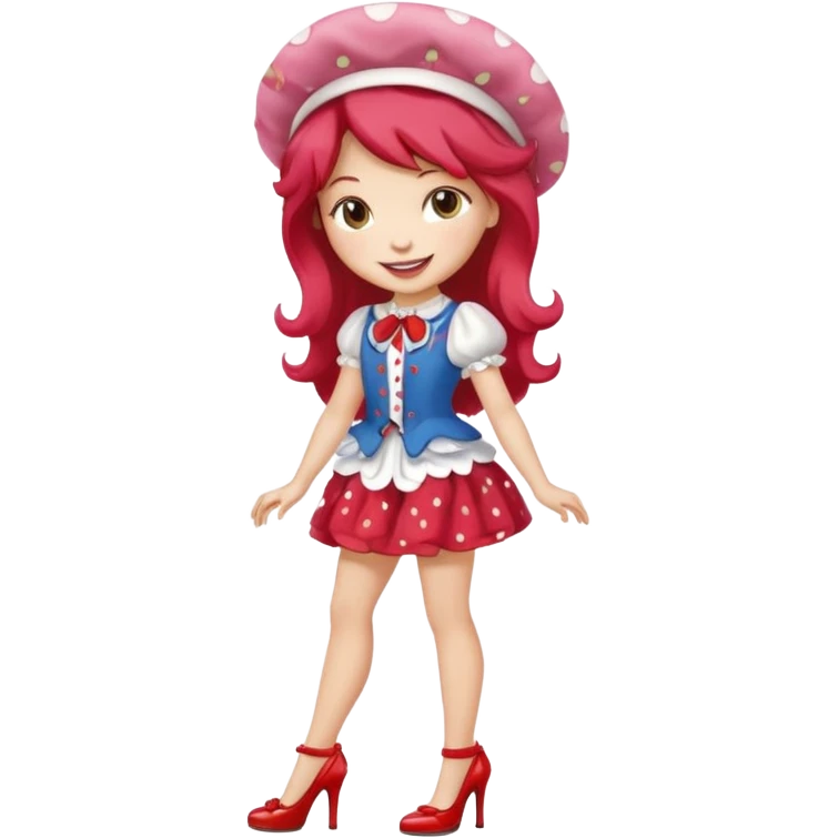 pretty and cute realistic modern day strawberry shortcake full body with high heels emoji