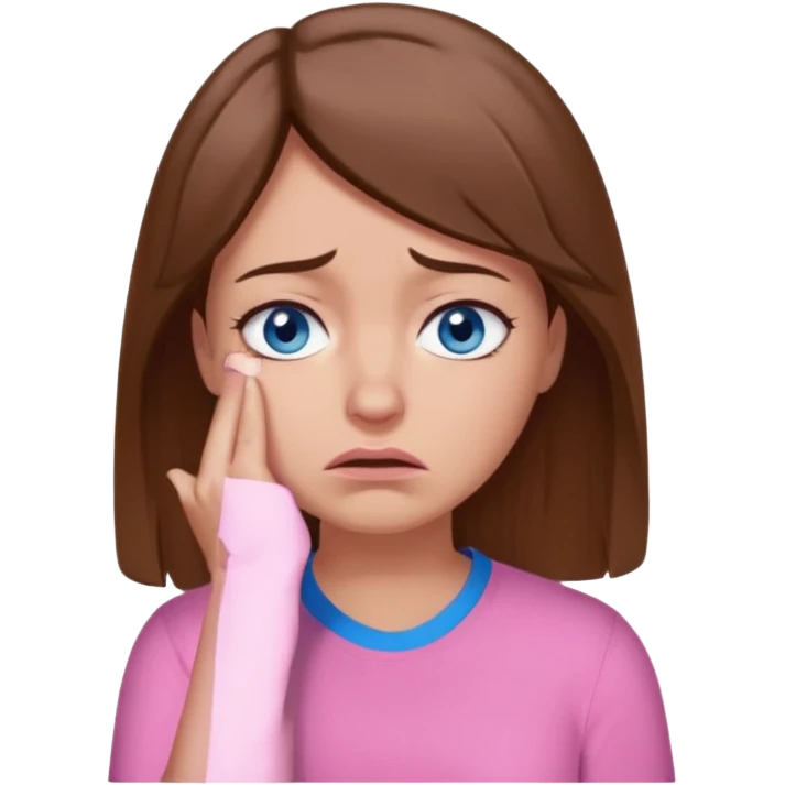 Facepalm woman upset brown hair blue eyes pink shirt  emoji