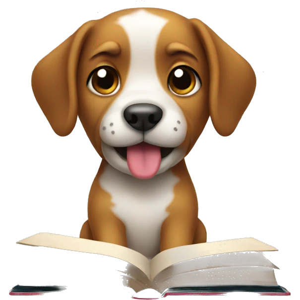 a dog with  book emoji