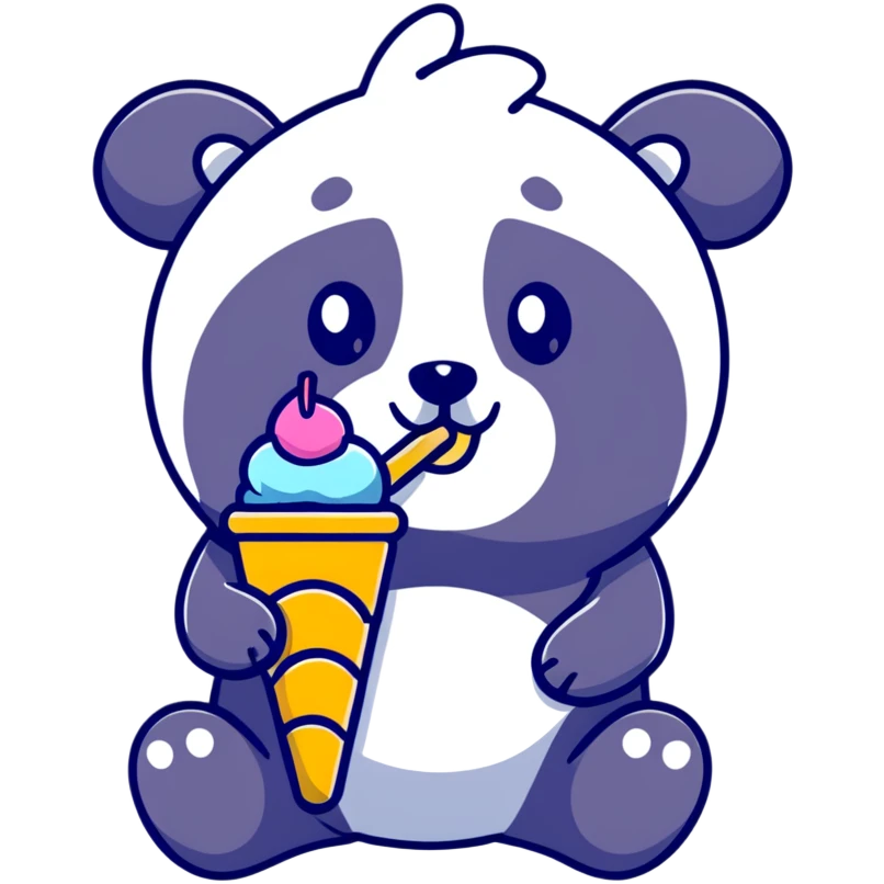 Panda eating ice cream emoji