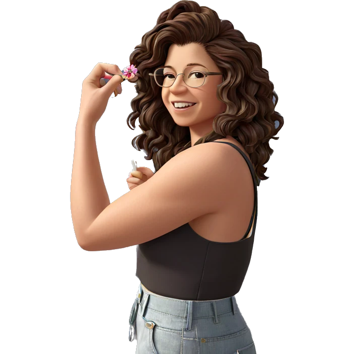 girl with a flower emoji