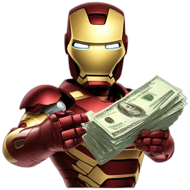 Iron man giving money bills emoji