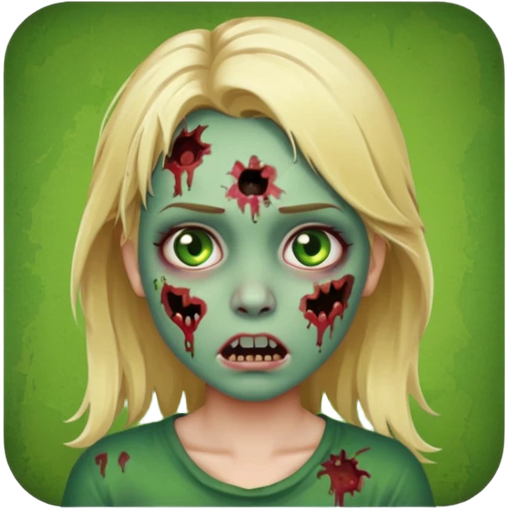 make an zombie girl emoji with blonde hair and (obviously) green skin with wounds emoji