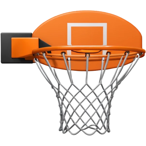 basketball hoop object icon, backboard and rim, net details, 3D cartoon, mobile game icon style, centered, clean background, no text, no watermark
 emoji