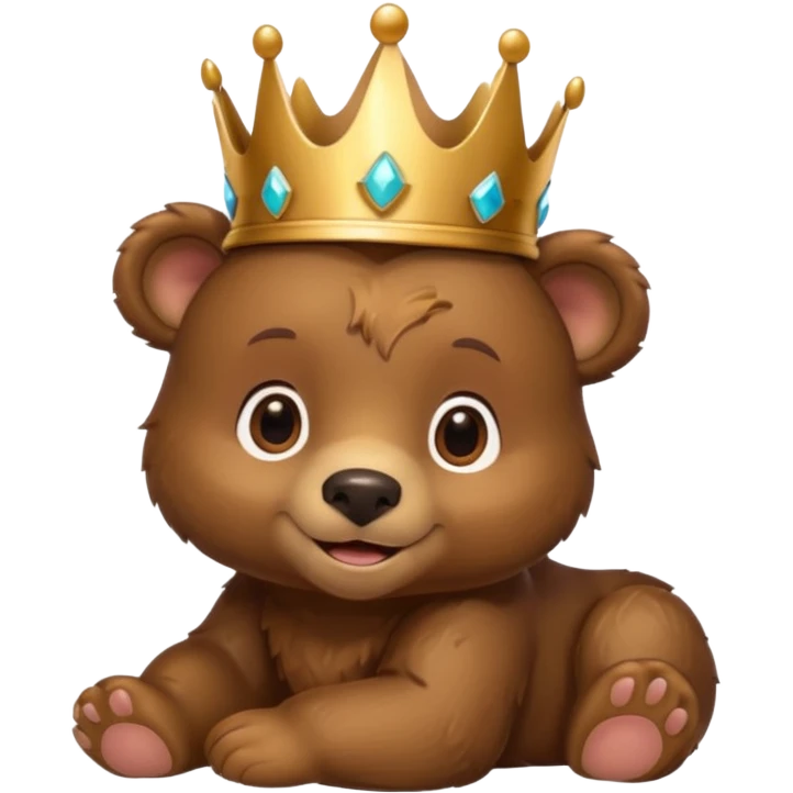 Bear Prince – brown bear cub with a shiny bronze crown, gentle smile. emoji