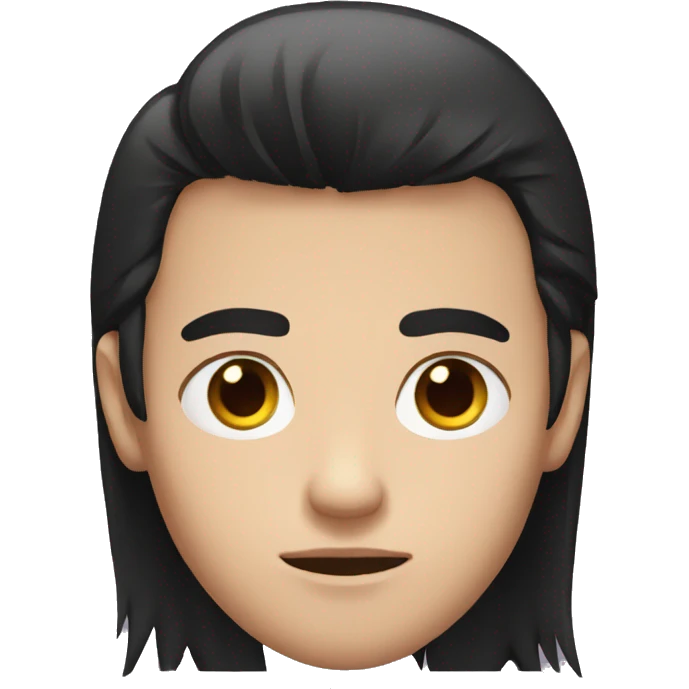 boy with long black straight hair serious face emoji