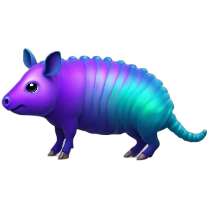 Iridescent spotted striped cyan purple gradient pig armadillo cow centipede insect emoji