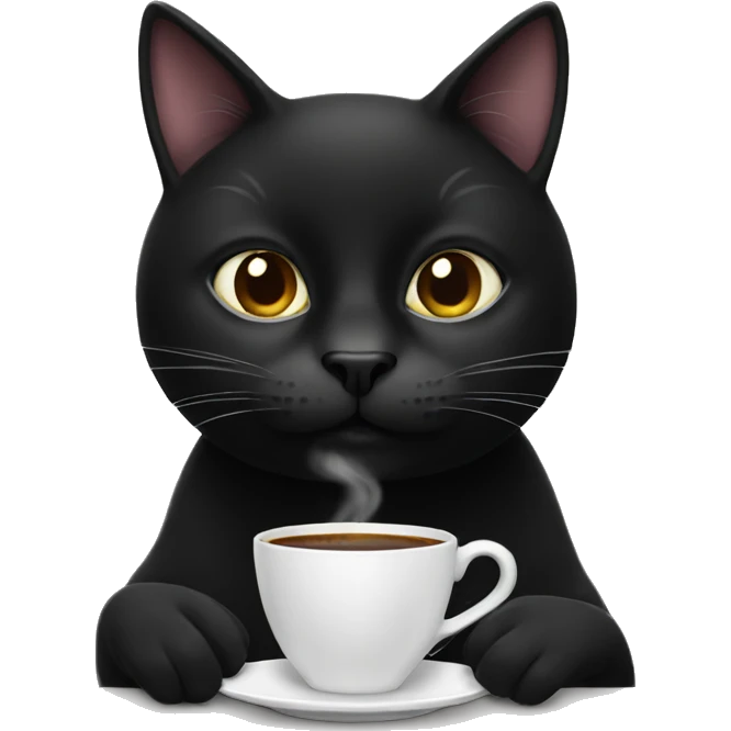 Black cat sipping coffee  emoji