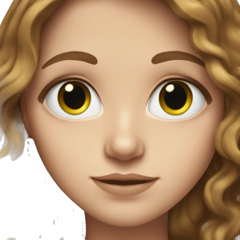 White girl with brown wavy hair and green eyes emoji