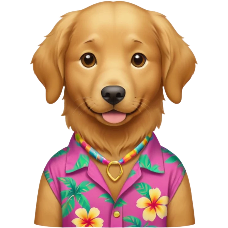 Goldern Dog – wearing colorful aloha shirt emoji