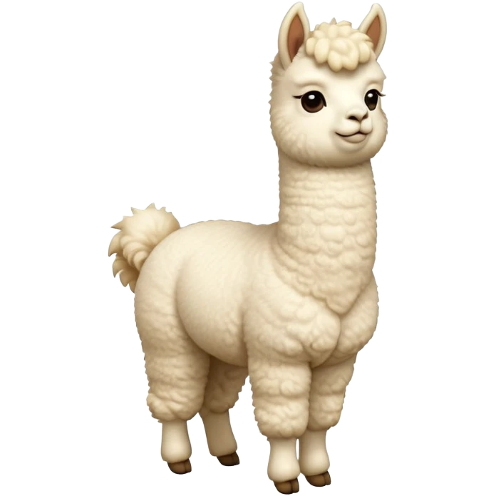 cinematic-[cream alpaca]-realistic-full-body-standing-emoji,-tail-flicking-lazily,-head-tilted-dramatically,-curly-[cream]-fur,-simplified-yet-realistic-focused-features,-highly-detailed,-glowing-with-an-almost-sarcastic-glow emoji