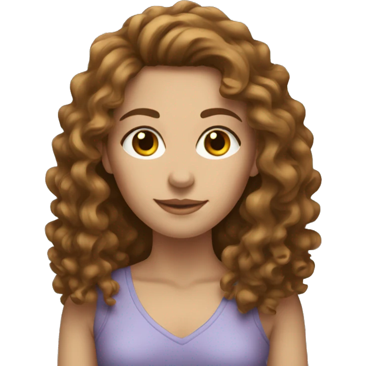 White-woman-with-long-brown-curly-hair-young emoji