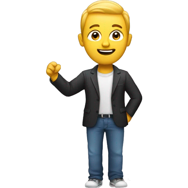 create me emoji of a man holding the wattsap logo emoji