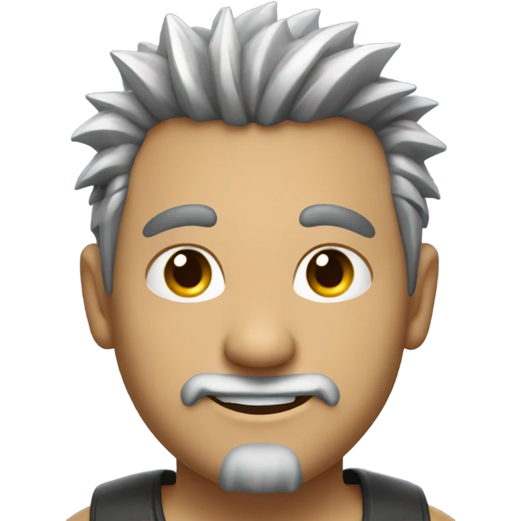 smiling man with spikey dark hair and a silver goatee emoji