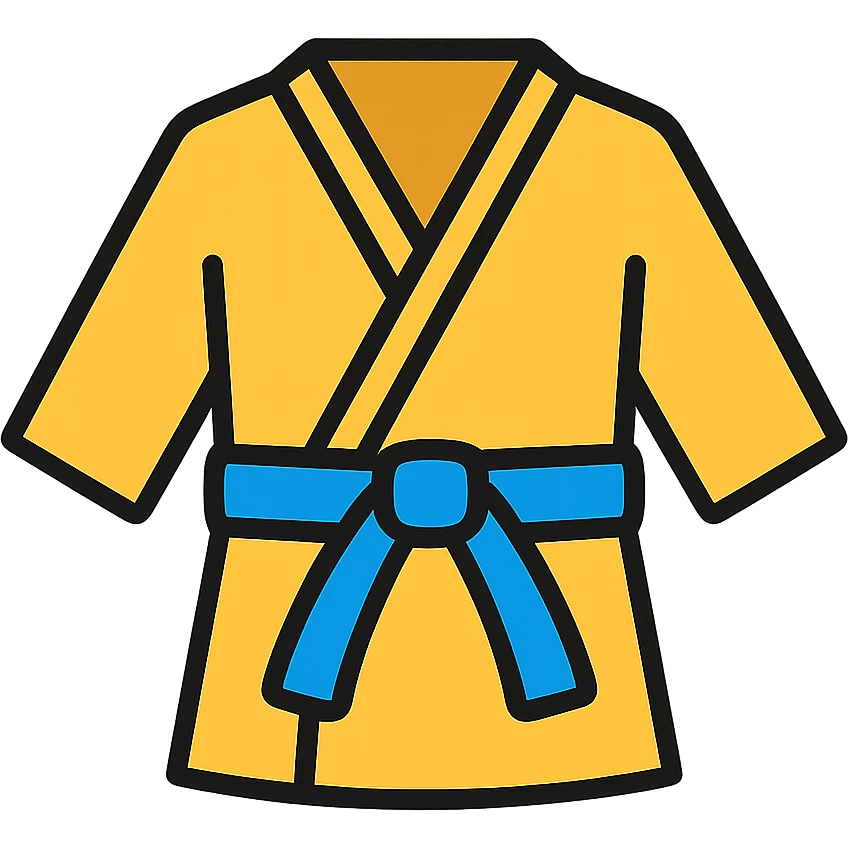 Martial arts uniform with blue belt emoji