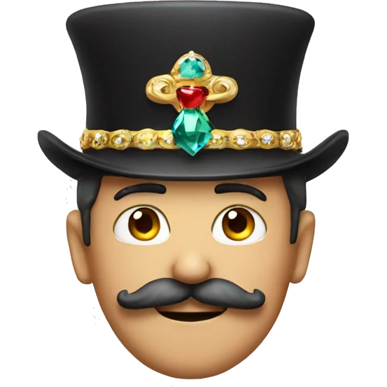 man with moustache and jewel hat emoji