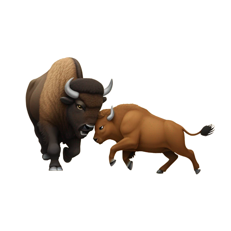 Bison fighting bobcat emoji