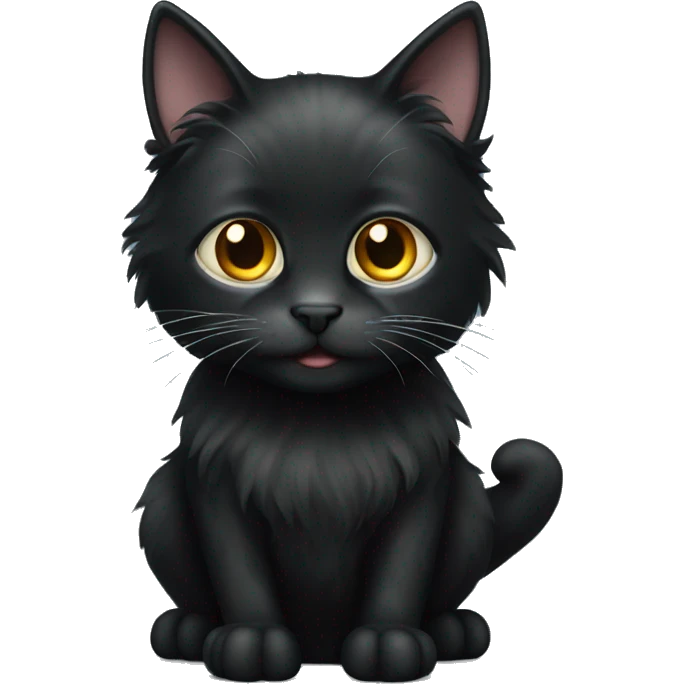 black cat domestic long-haired with white spot emoji